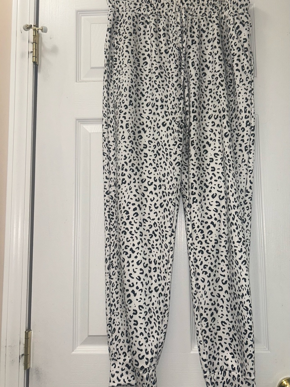 Women's Black & White Leopard Print Jogger Pants